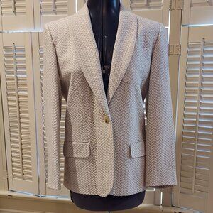 Vintage Gorgeous NWOT Austin Reed Petite Silk Herringbone Neutral Blazer Size 6P
